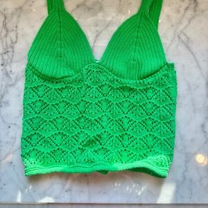 zara green cropped tank top NEVER WORN size small